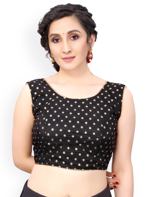 

Nimayaa Black & Gold-Coloured Printed Readymade Saree Blouse