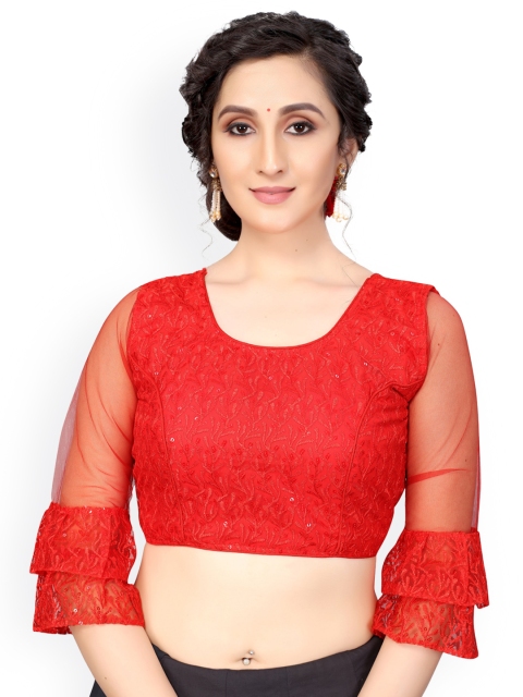 

Nimayaa Red Embroidered Readymade Saree Blouse