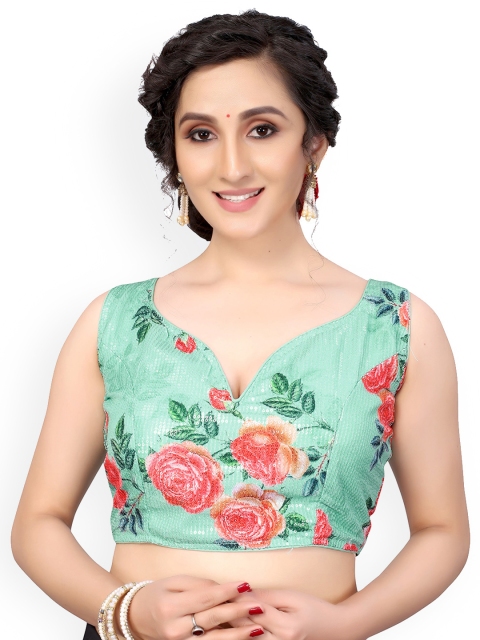 

Nimayaa Sea Green & Pink Embellished Saree Blouse