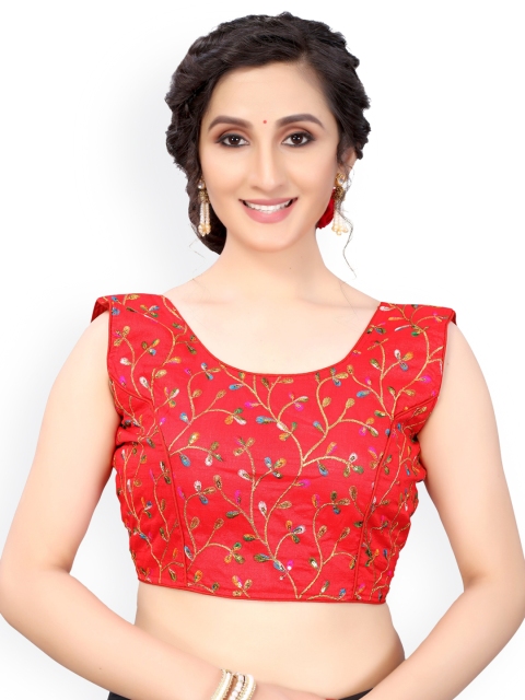 

Nimayaa Red & Blue Embroidered Readymade Saree Blouse