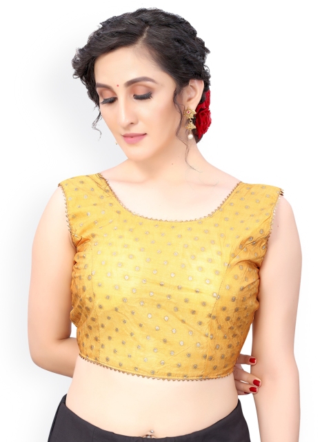 

Nimayaa Gold-Coloured Printed Readymade Padded Saree Blouse