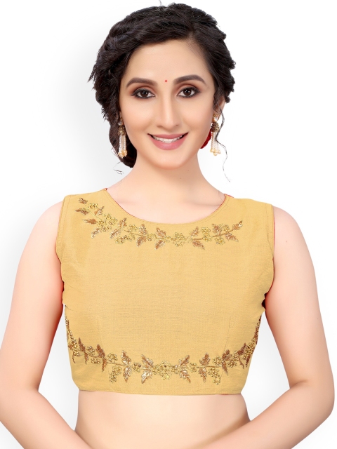 

Nimayaa Gold-Coloured Embroidered Readymade Saree Blouse