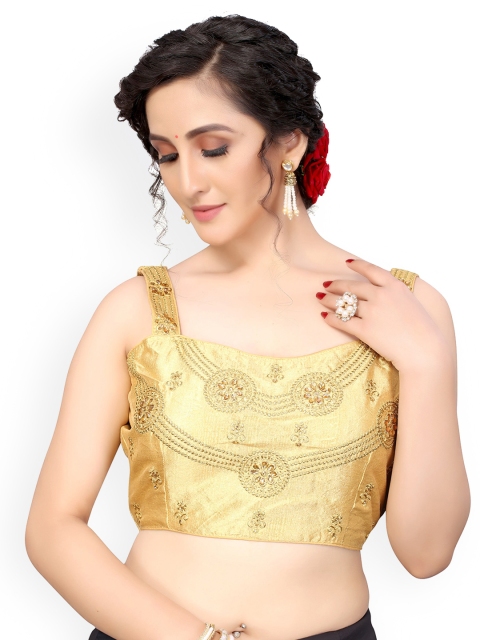 

Nimayaa Golden Embroidered Saree Blouse, Gold