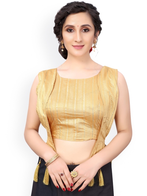 

Nimayaa Gold-Coloured Printed Readymade Saree Blouse
