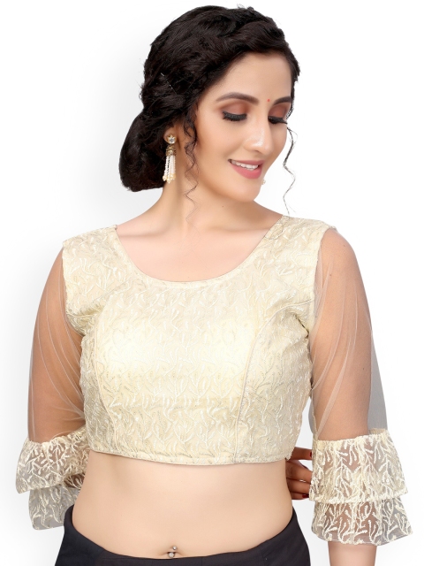 

Nimayaa Off White Net Embroidered Readymade Saree Blouse
