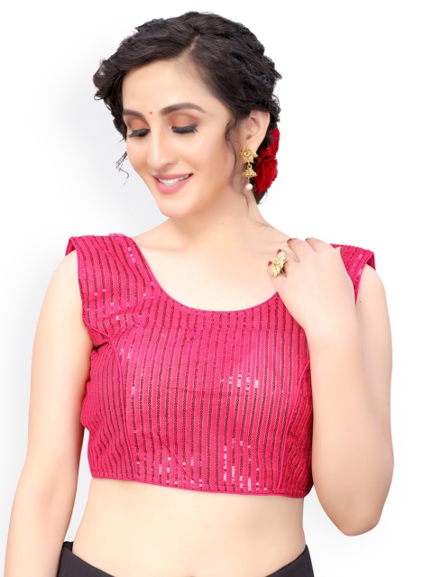 

Nimayaa Pink Embellished Readymade Saree Blouse