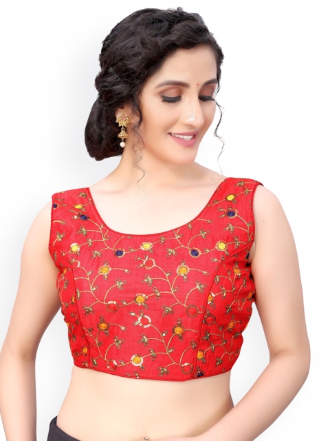 

Nimayaa Red & Yellow Embroidered Saree Blouse