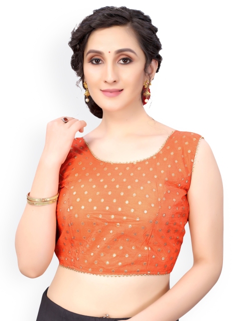 

Nimayaa Peach-Coloured & Gold-Coloured Printed Readymade Saree Blouse