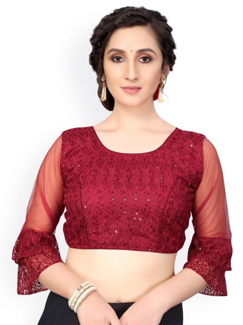

Nimayaa Maroon Embroidered Saree Blouse