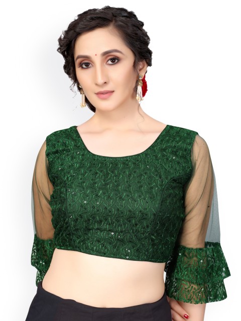 

Nimayaa Green Embroidered Padded Saree Blouse