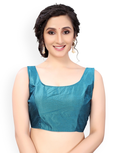 

Nimayaa Teal Blue Solid Readymade Padded Saree Blouse