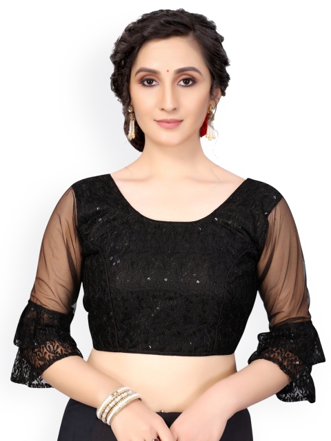 

Nimayaa Black Embroidered Readymade Saree Blouse