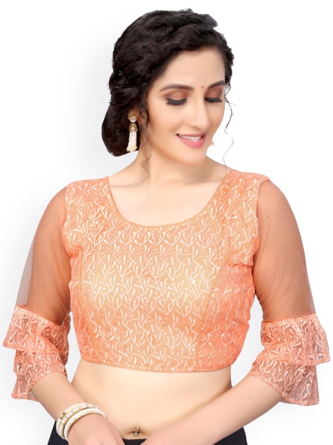 

Nimayaa Peach-Coloured Embroidered Saree Blouse