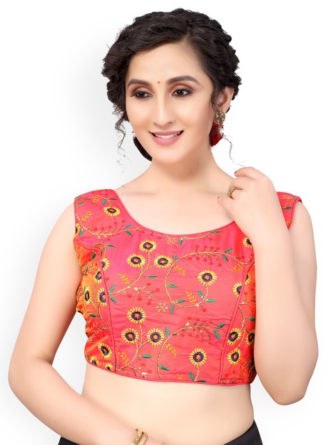 

Nimayaa Pink & Yellow Embroidered Readymade Saree Blouse