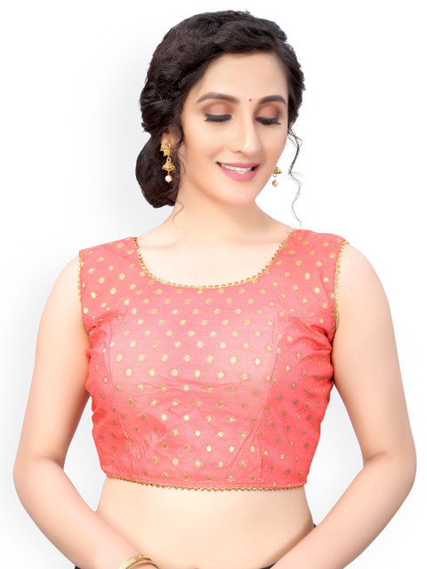 

Nimayaa Pink & Gold-Coloured Printed Saree Blouse
