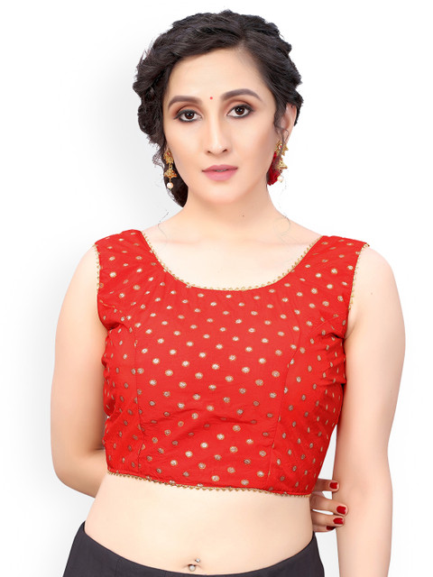 

Nimayaa Red & Gold-Coloured Printed Readymade Saree Blouse