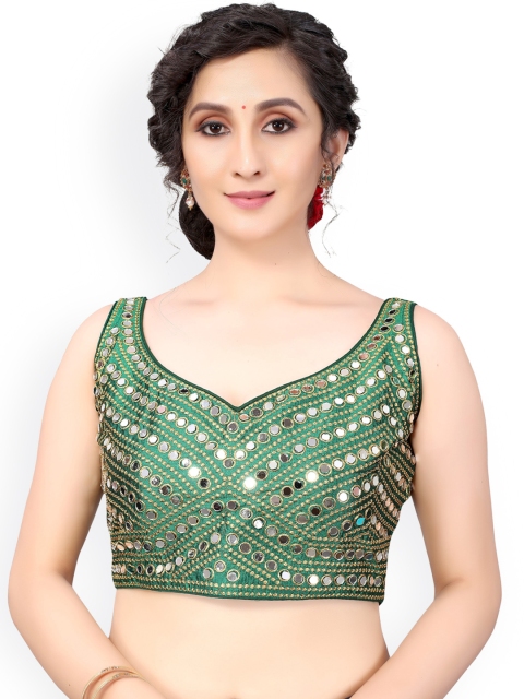 

Nimayaa Women Green & Gold Embroidered Readymade Saree Blouse