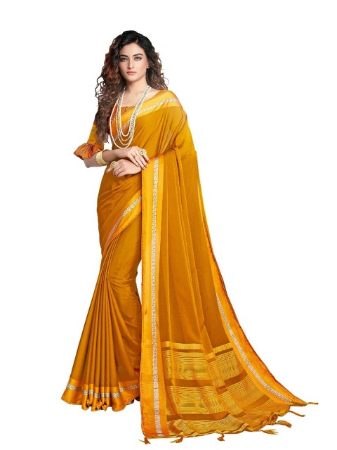 

UNITED LIBERTY Yellow Zari Art Silk Saree