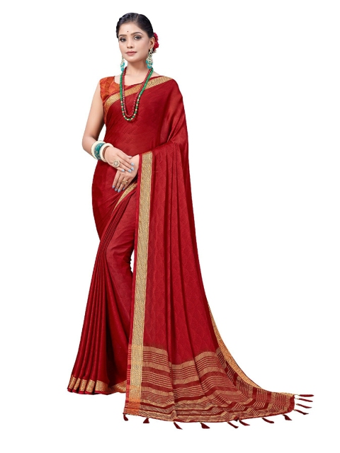 

UNITED LIBERTY Red Art Silk Saree