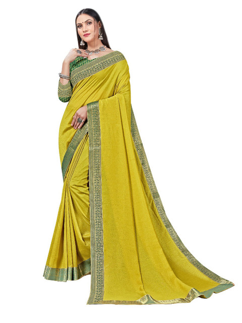 

UNITED LIBERTY Olive Green & Green Zari Art Silk Saree