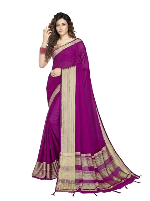 

UNITED LIBERTY Purple & Golden Zari Art Silk Saree
