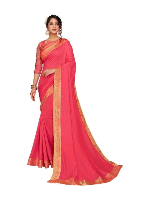 

UNITED LIBERTY Pink Art Silk Saree