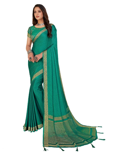 

UNITED LIBERTY Green Woven Design Zari Art Silk Saree