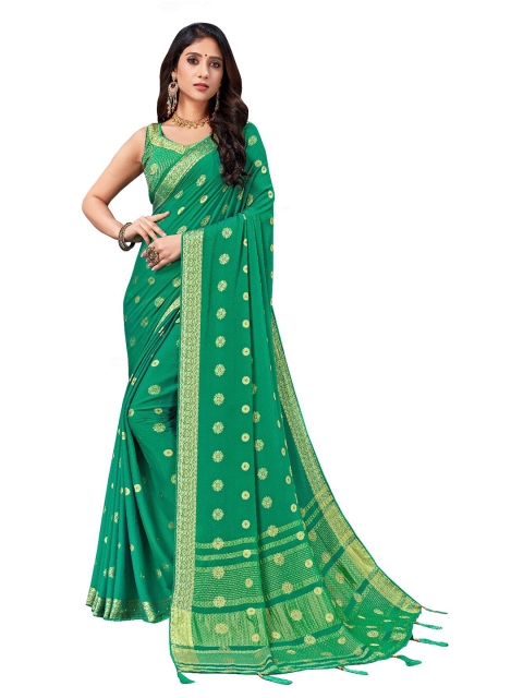 

UNITED LIBERTY Green Woven Design Art Silk Saree