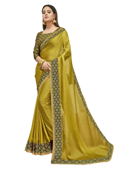 

UNITED LIBERTY Olive Green & Green Art Silk Saree