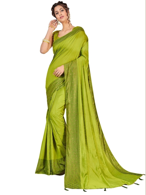 

UNITED LIBERTY Green Beads and Stones Art Silk Saree