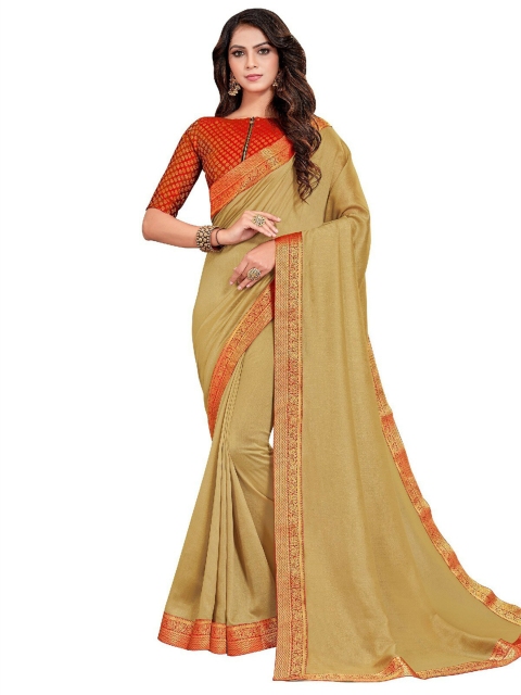 

UNITED LIBERTY Beige & Red Zari Art Silk Saree