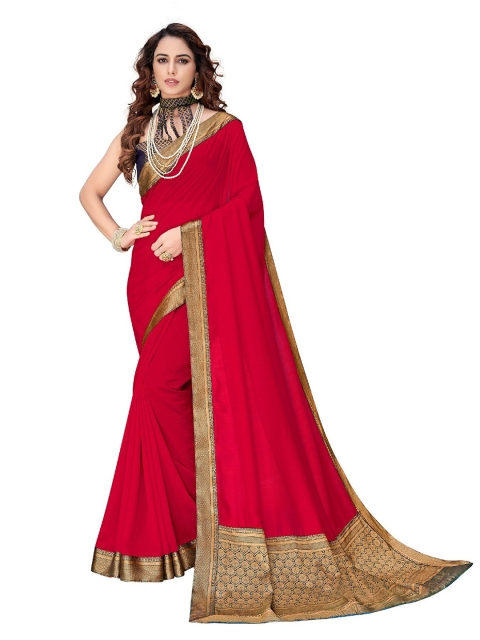

UNITED LIBERTY Red & Gold-Toned Zari Art Silk Saree