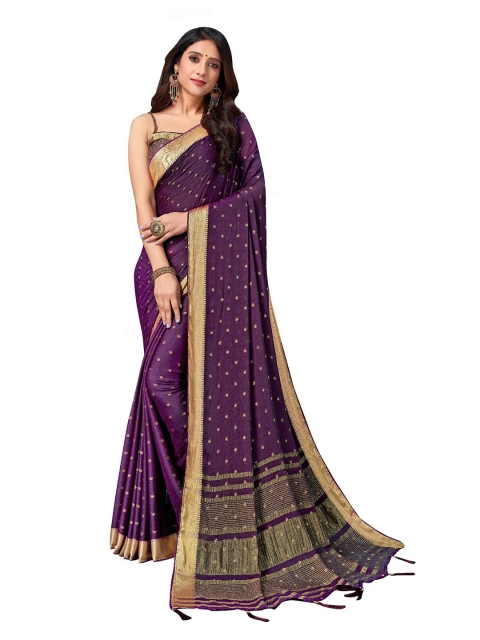 

UNITED LIBERTY Purple & Gold-Toned Ethnic Motifs Zari Art Silk Saree