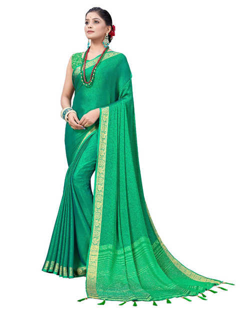 

UNITED LIBERTY Blue & Gold-Toned Art Silk Saree