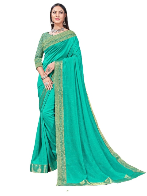

UNITED LIBERTY Teal & Golden Zari Art Silk Saree
