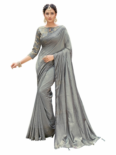 

UNITED LIBERTY Pink Art Silk Block Print Saree
