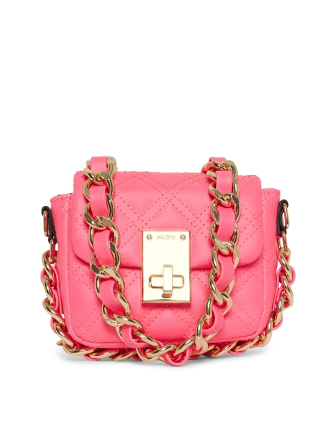 

ALDO Pink Textured Structured Sling Bag with Quilted