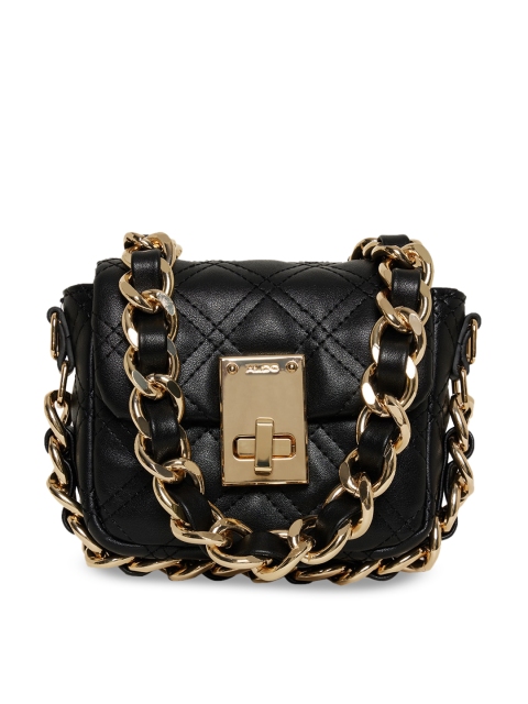 

ALDO Black Textured Structured Sling Bag with Quilted