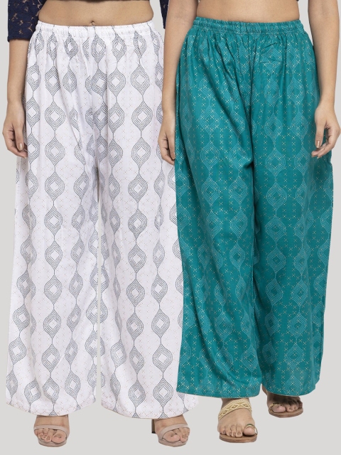 

Clora Creation Women Multicoloured Set of 2 Printed Ethnic Palazzos, Multi