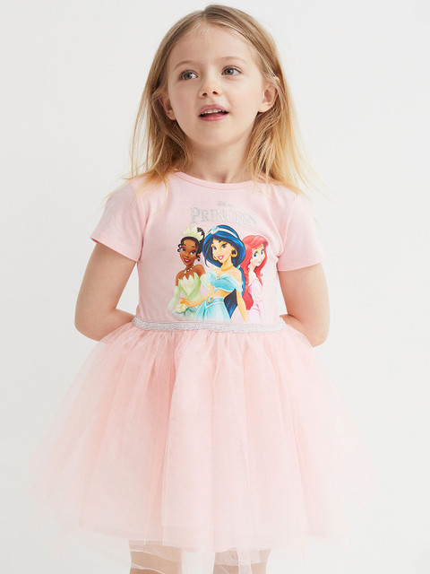 

H&M Girls Pink Printed Tulle Dress