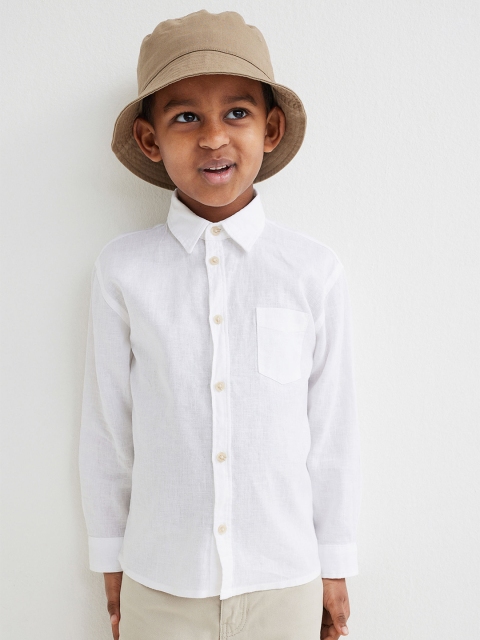 

H&M Boys White Solid Relaxed Fit Linen-Blend Shirt