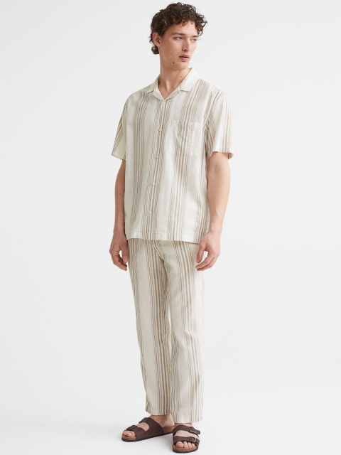

H&M Beige Regular Fit Linen-mix Trousers