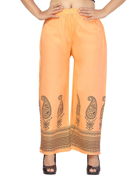 

Aarika Women Peach-Coloured & Black Paisley Printed Cotton Ethnic Palazzos