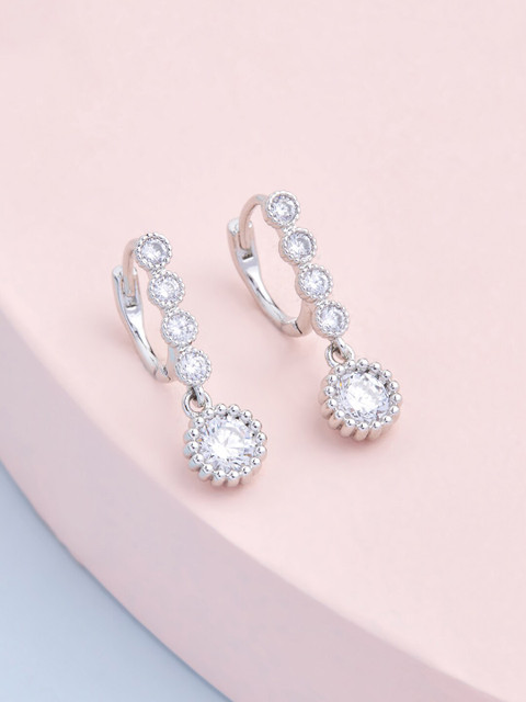 

Kushal's Fashion Jewellery White Circular Drop Earrings