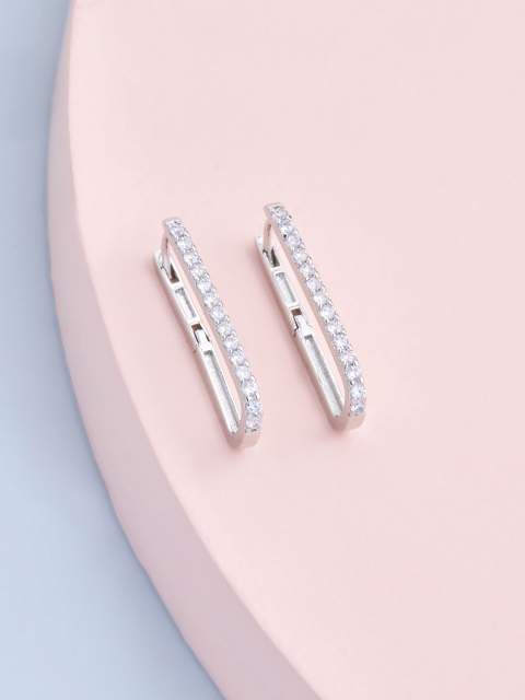 

Kushal's Fashion Jewellery White Geometric CZ Studs Earrings