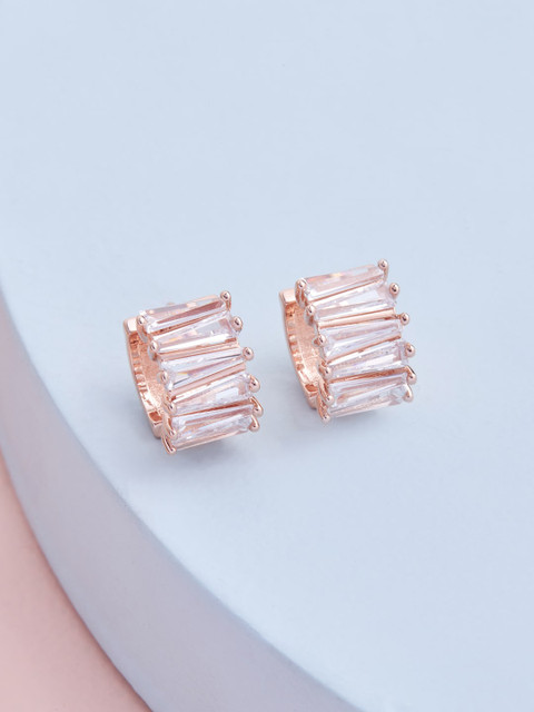 

Kushal's Fashion Jewellery Rose Gold-Plated White Contemporary Hoop Earrings