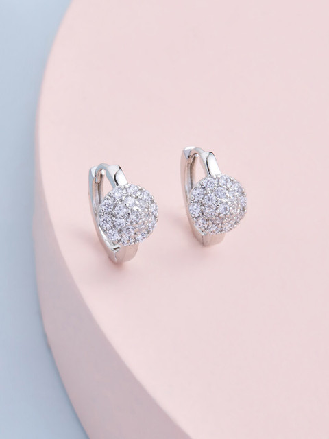 

Kushal's Fashion Jewellery White Circular Hoop Earrings