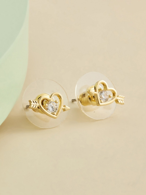 

Kushal's Fashion Jewellery White Heart Shaped Studs Earrings