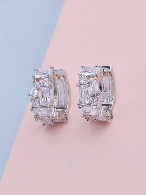 

Kushal's Fashion Jewellery White Contemporary Hoop Earrings