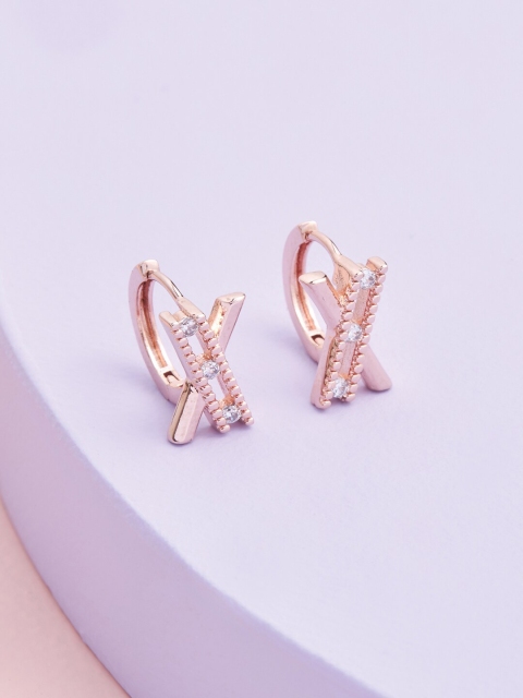 

Kushal's Fashion Jewellery White Rose Gold-Plated Contemporary Studs Earrings